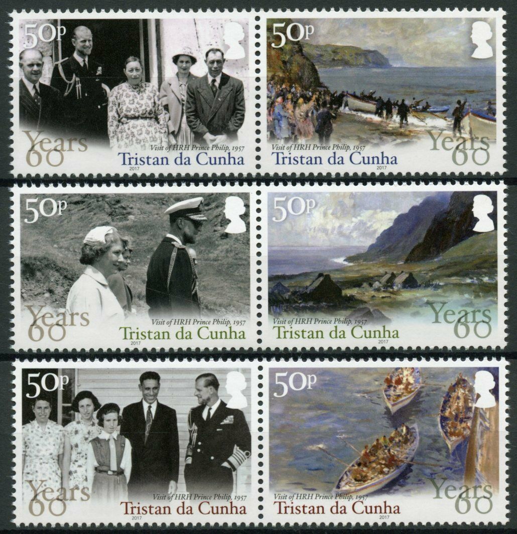 Tristan da Cunha Royalty Stamps 2017 MNH HRH Prince Philip Visit 6v Set in Pairs