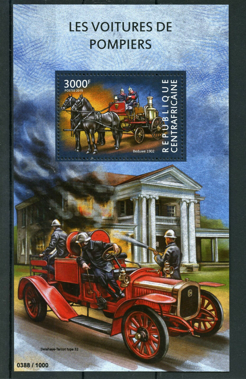 Central African Republic 2015 MNH Fire Engines 3v M/S Austin K-6 Bremach 2009