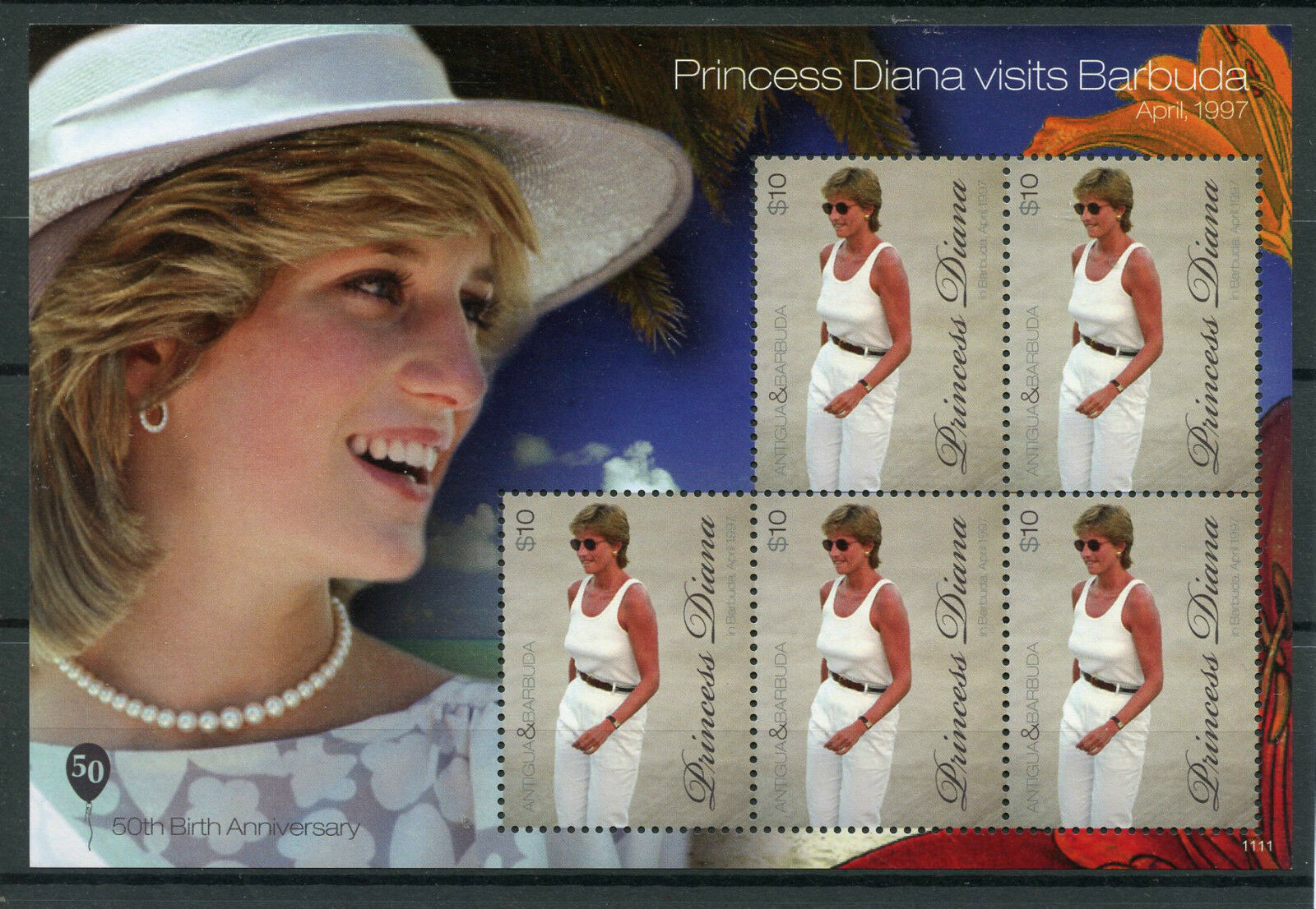 Antigua & Barbuda 2011 MNH Royalty Stamps Princess Diana Visits 5v M/S II