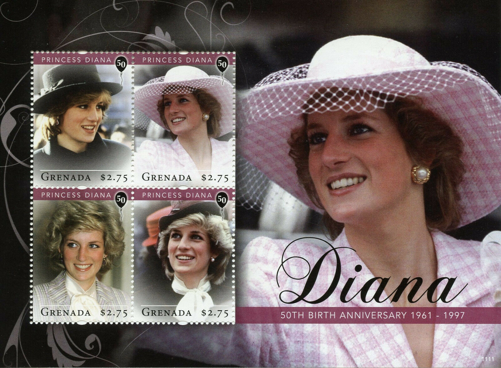 Grenada Royalty Stamps 2011 MNH Princess Diana 50th Birth Anniv 4v M/S II