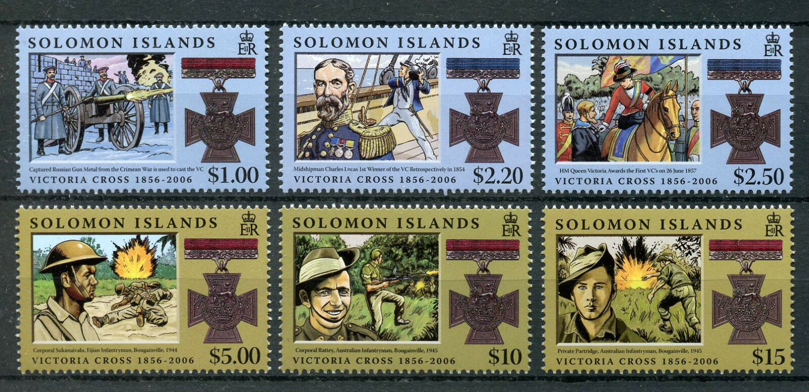 Solomon Isl Military Medals Stamps 2006 MNH Victoria Cross 150th Anniv 6v Set
