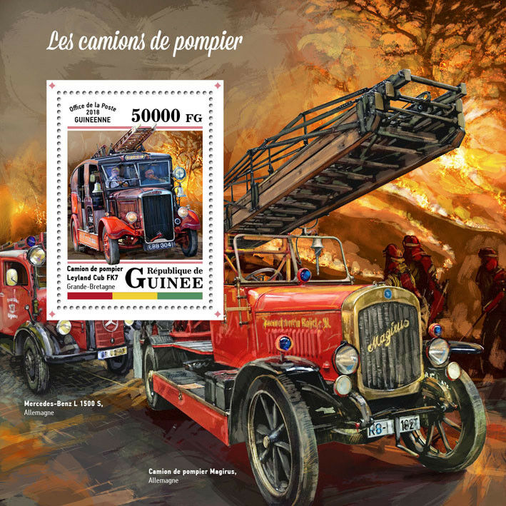 Guinea 2018 MNH Fire Engines Leyland Cub FK7 1v S/S Trucks Stamps