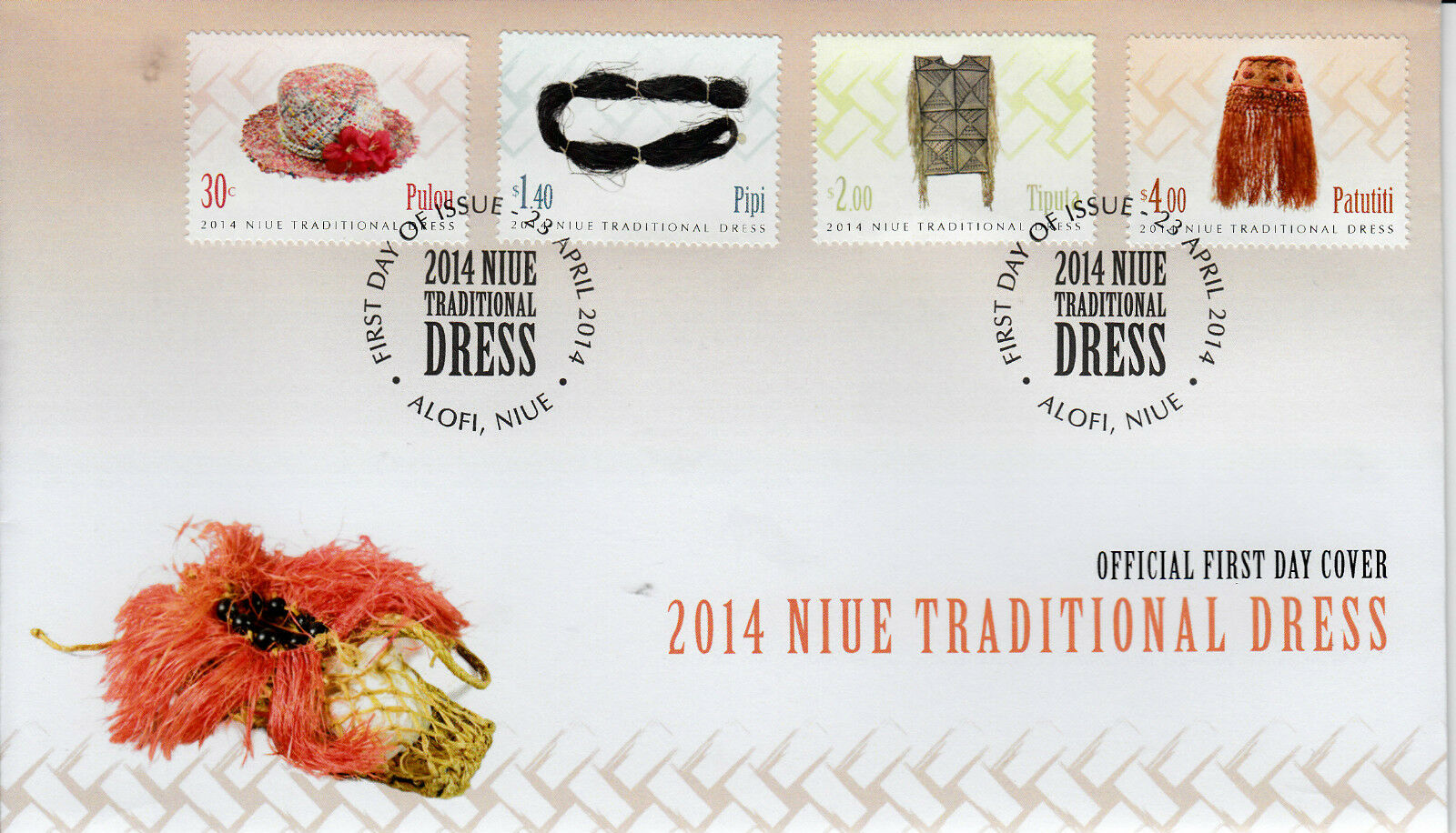 Niue 2014 FDC Traditional Dress 4v Set Cover Culture Pulou Pipi Tiputa Patutiti