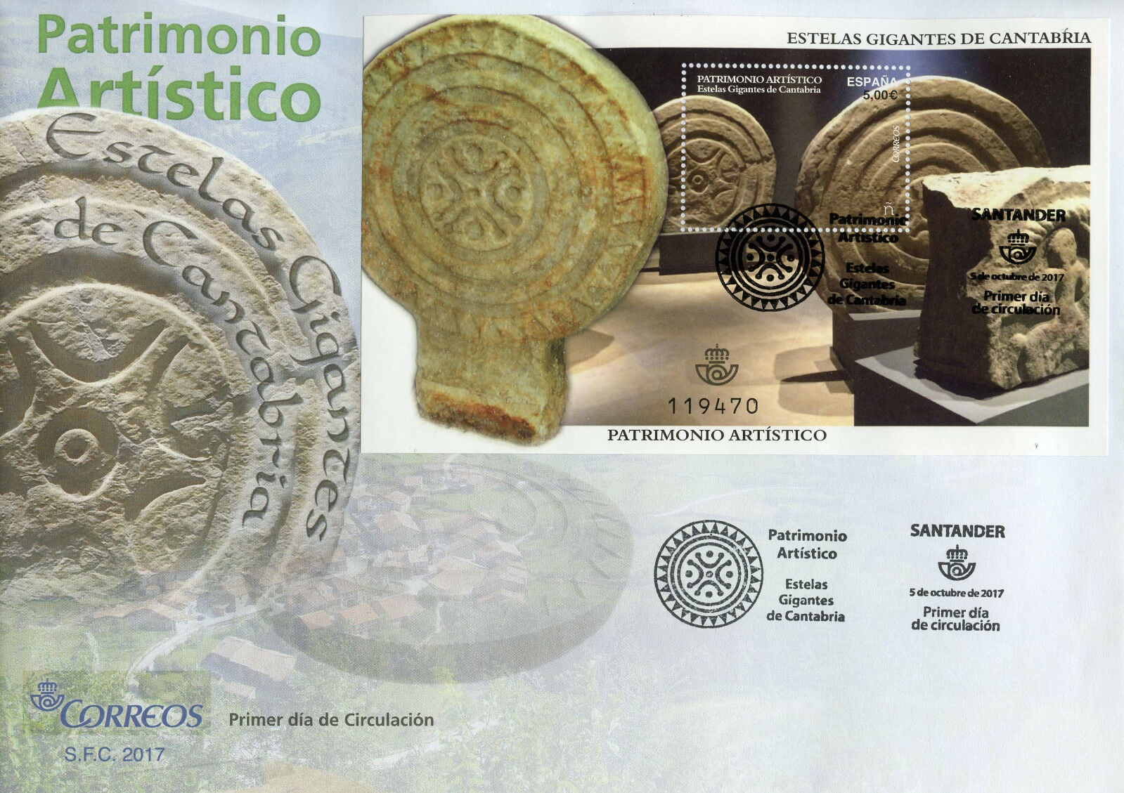 Spain 2017 FDC Estelas Gigantes de Cantabria Art Heritage 1v M/S Cover Stamps
