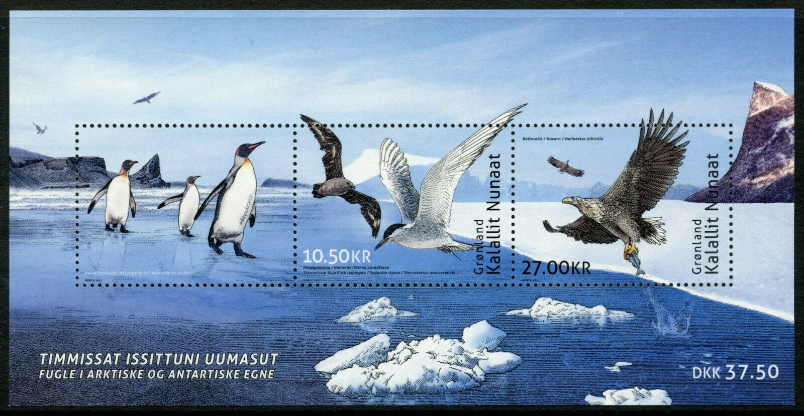 Greenland Birds on Stamps 2017 MNH JIS FSAT TAAF Terns Penguins Eagles 2v M/S