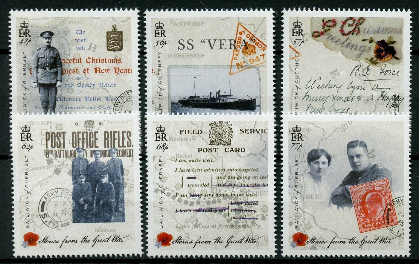 Guernsey 2015 MNH WWI WW1 Stories of Great War Part 2 6v Set Military Stamps