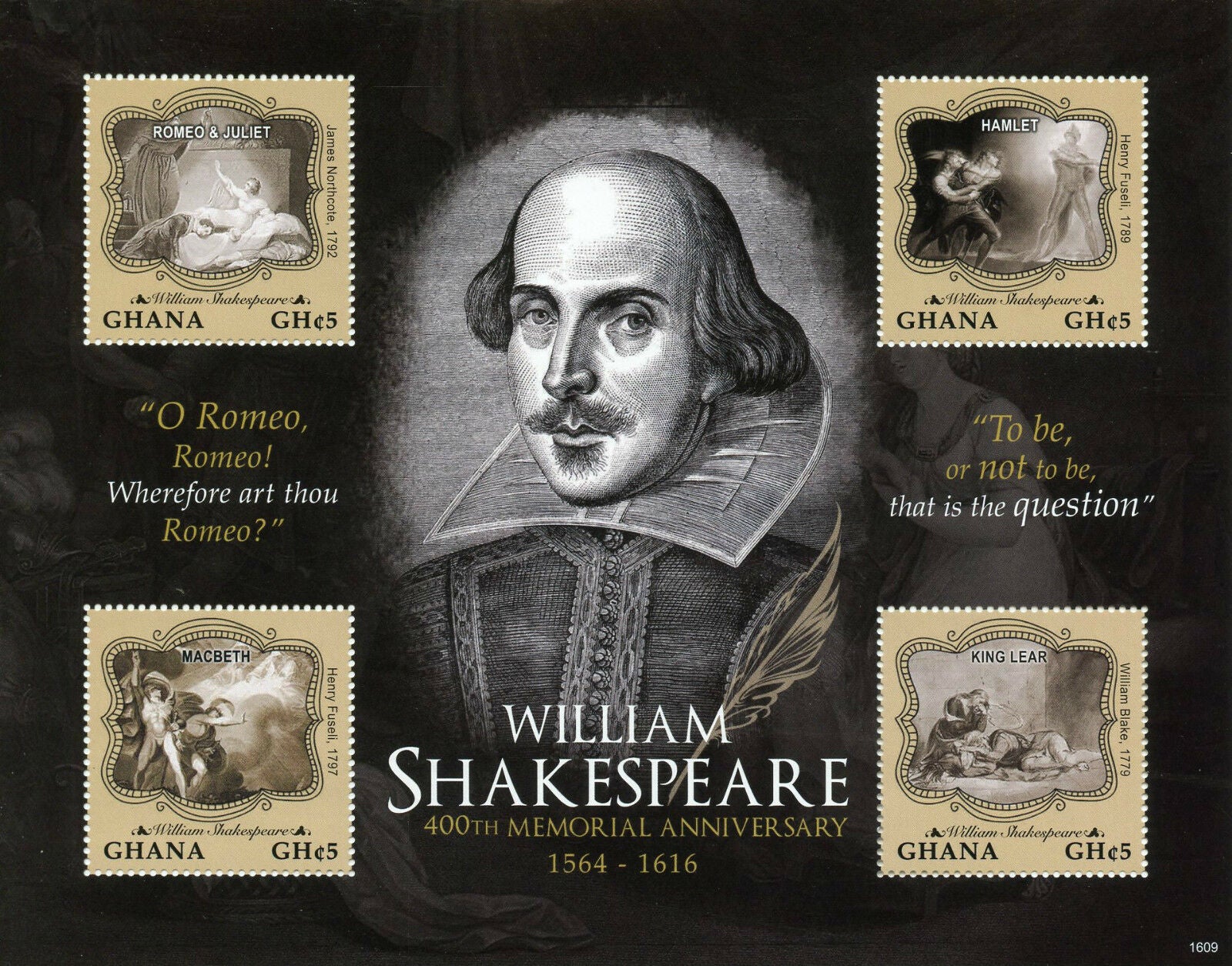 Ghana Famous People 2016 MNH William Shakespeare 400th Memorial Writers 4v M/S I