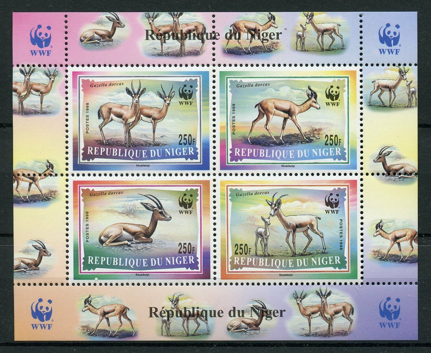 Niger 1998 MNH Dorcas Gazelle WWF 4v M/S Gazelles Deer Wild Animals Stamps