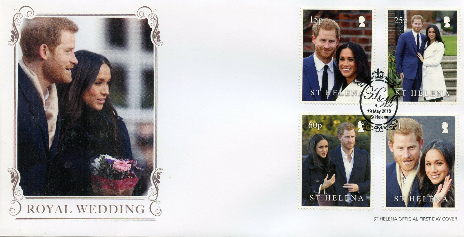 St Helena 2018 FDC Prince Harry & Meghan Royal Wedding 4v Cover Royalty Stamps