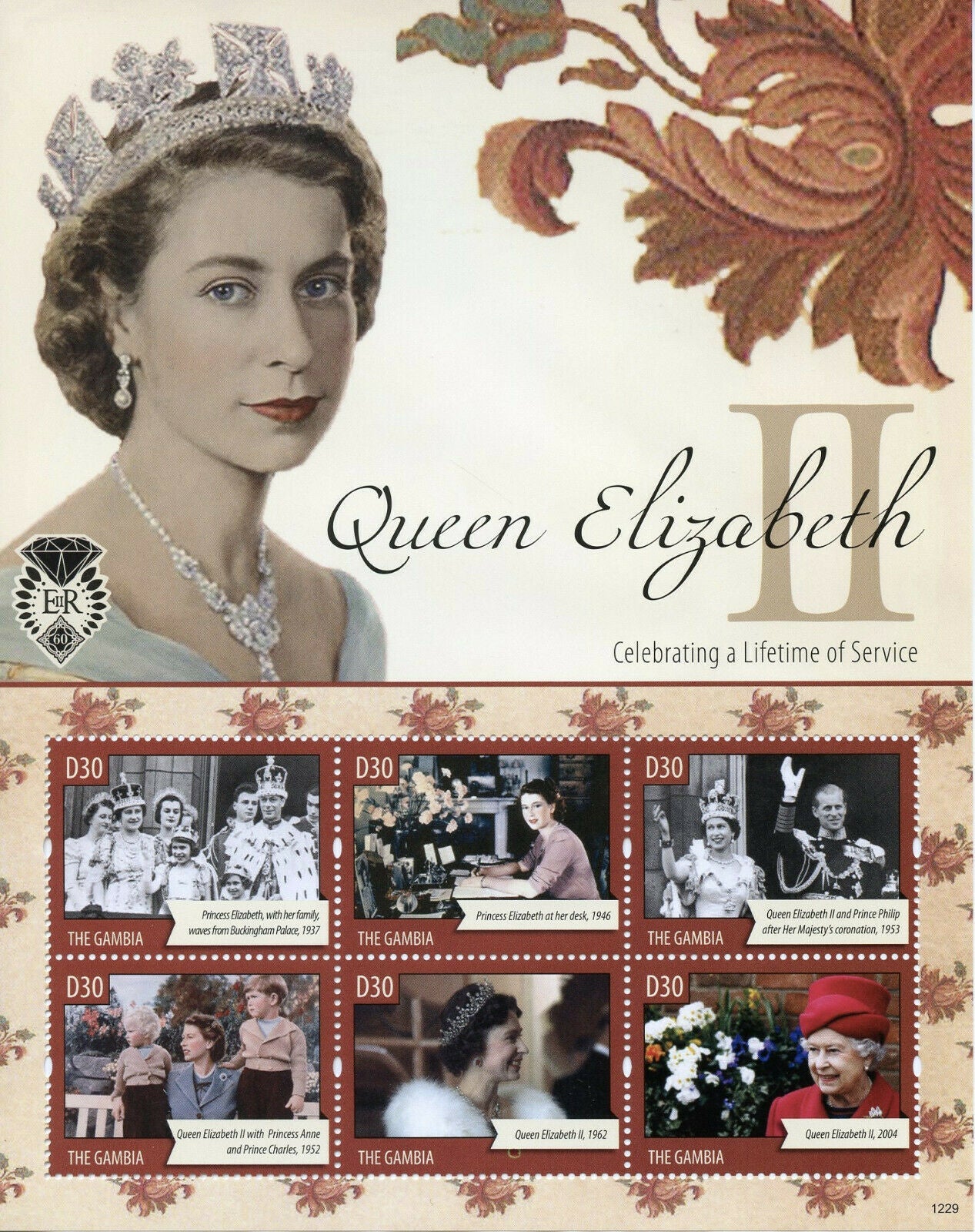 Gambia 2012 MNH Royalty Stamps Queen Elizabeth II Diamond Jubilee 6v M/S