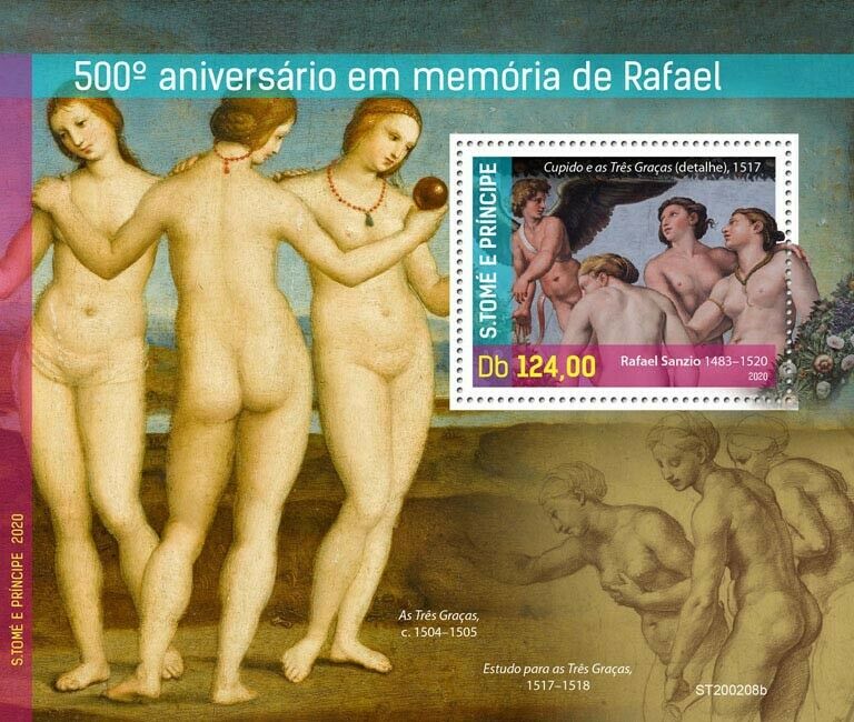 Sao Tome & Principe Art Stamps 2020 MNH Raphael Nudes Nude Paintings 1v S/S