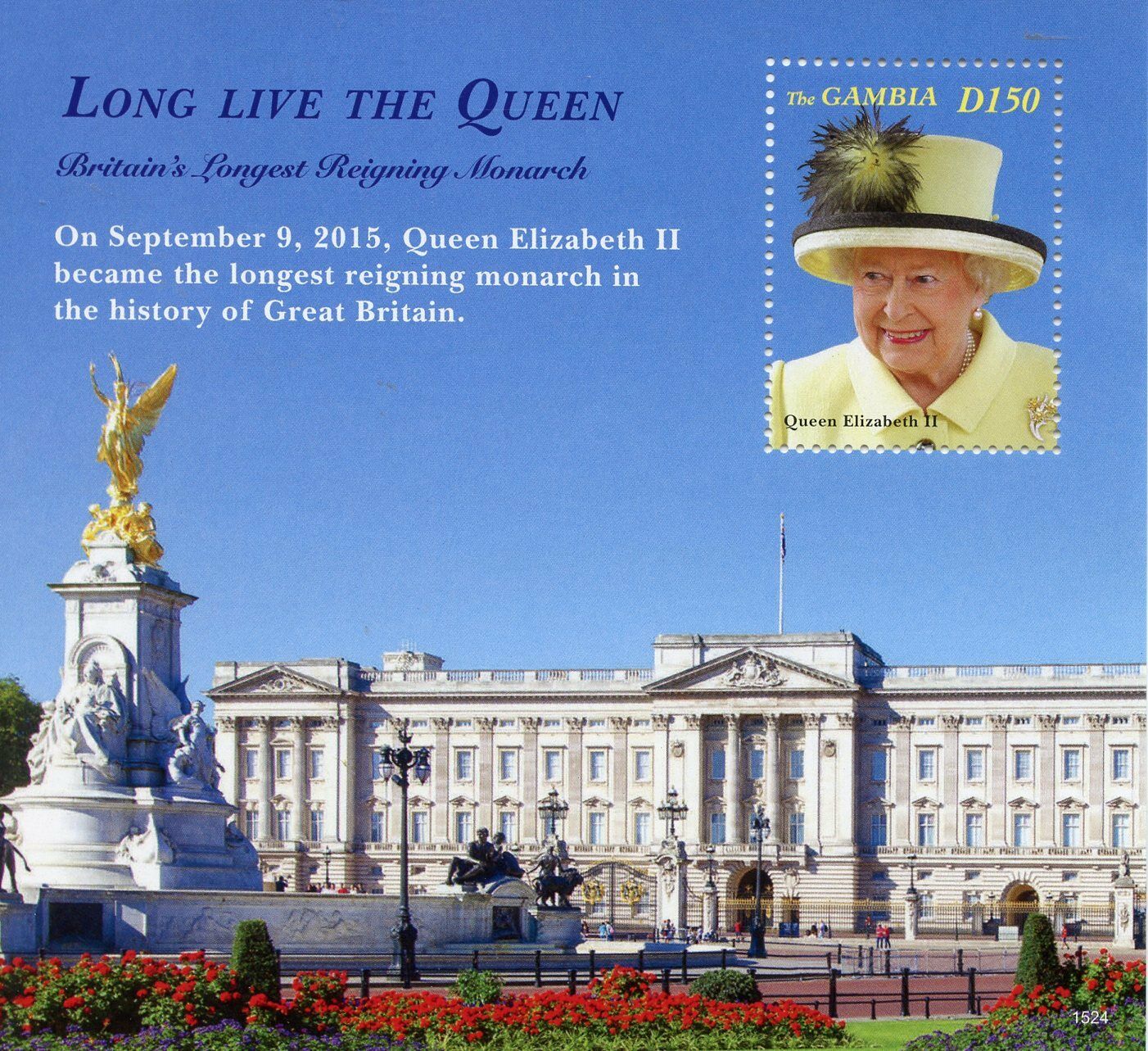 Gambia 2015 MNH Royalty Stamps Queen Elizabeth II Longest Reign Monarch 1v S/S
