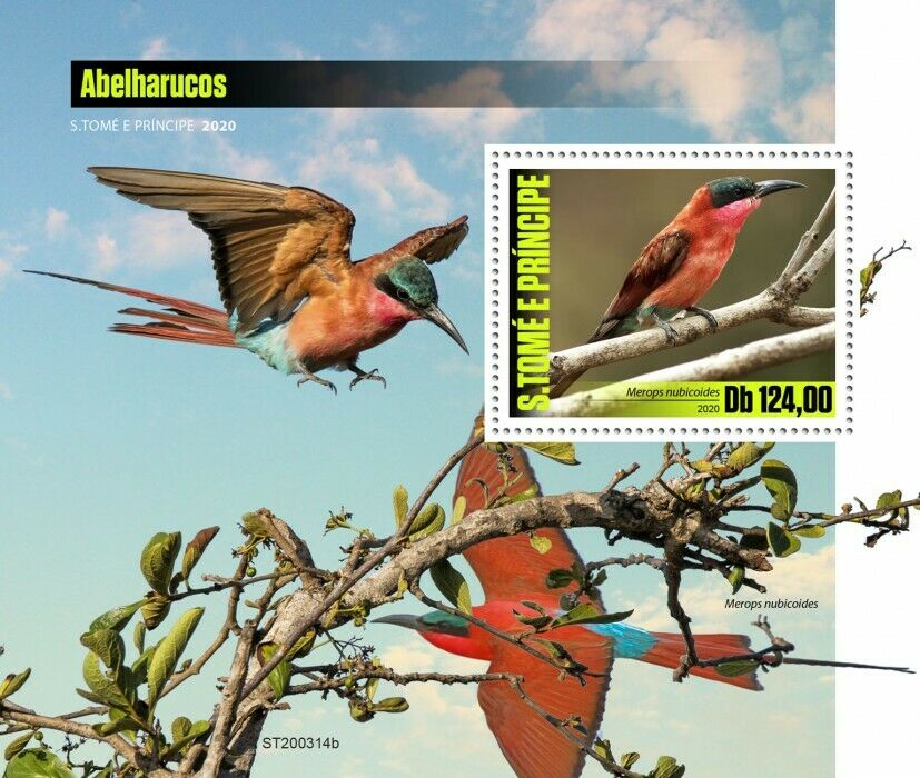 Sao Tome & Principe Birds on Stamps 2020 MNH Bee-Eaters Carmine Bee-Eater 1v S/S