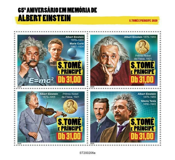 Sao Tome & Principe Albert Einstein Stamps 2020 MNH Science Physics People 4v MS