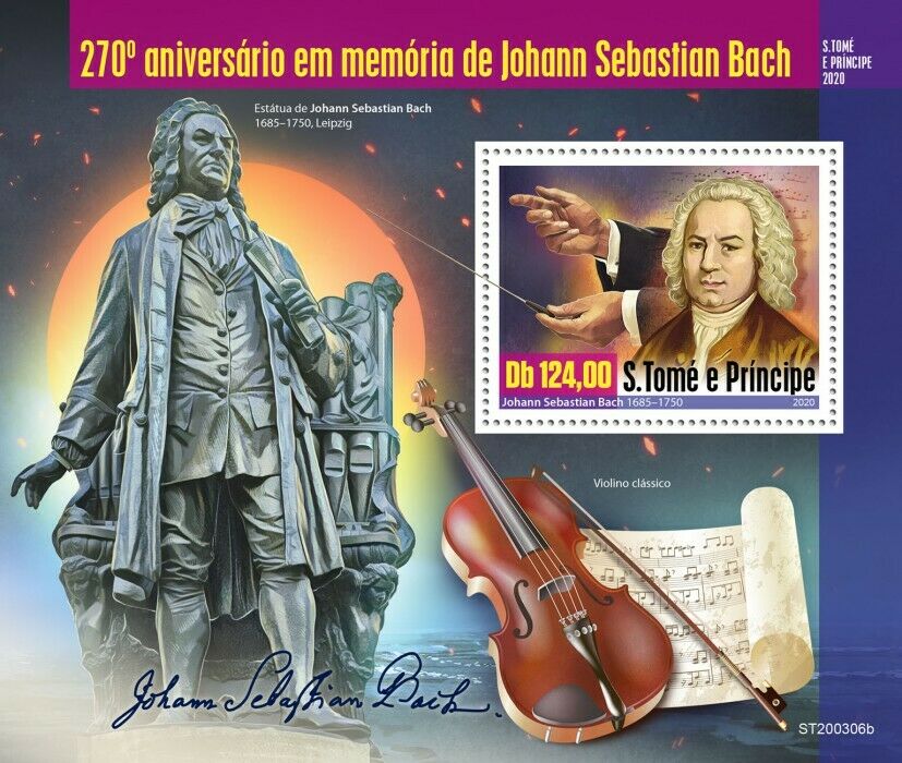 Sao Tome & Principe 2020 MNH Music Stamps Johann Sebastian Bach Composers 1v S/S