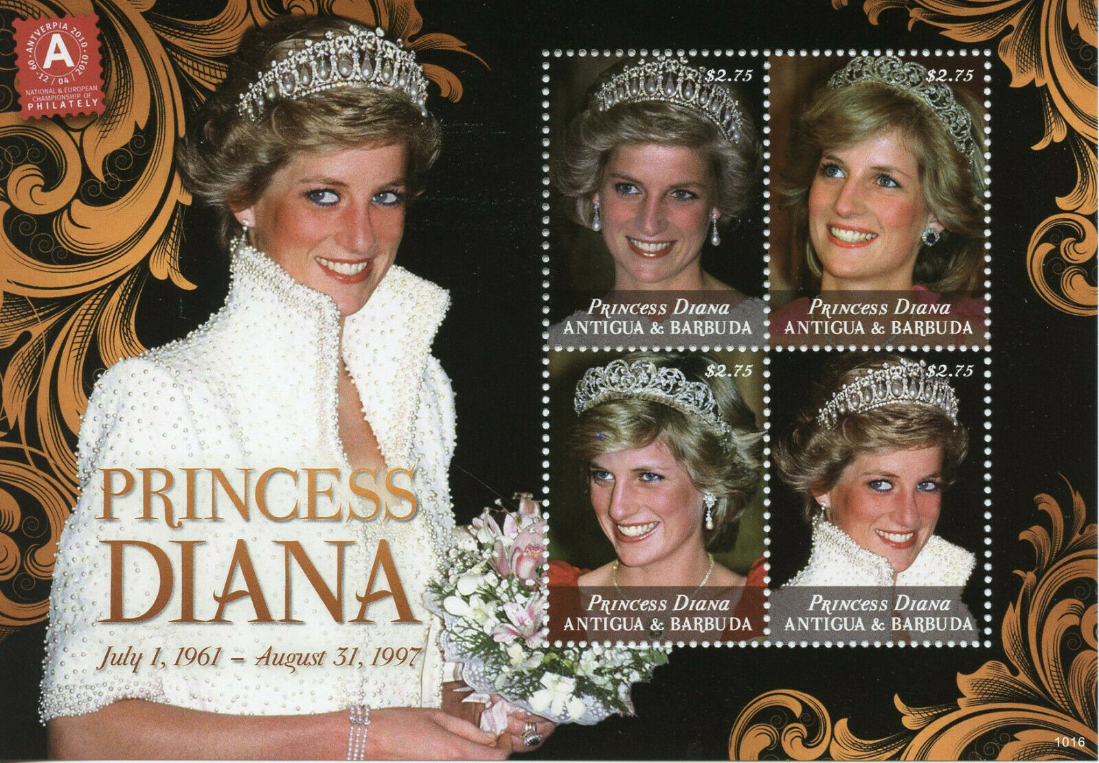 Antigua & Barbuda 2010 MNH Royalty Stamps Princess Diana Famous People 4v M/S II
