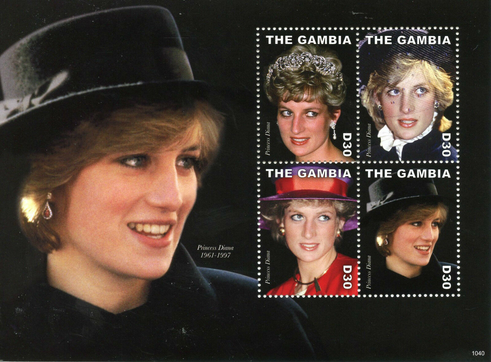 Gambia 2010 MNH Royalty Stamps Princess Diana 1961-1997 Famous People 4v M/S II