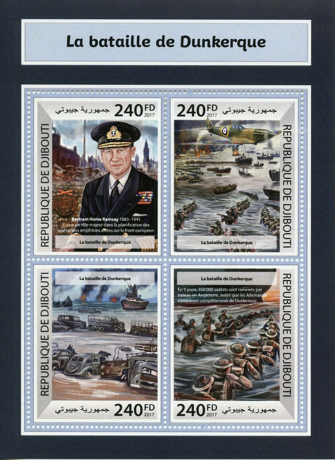 Djibouti Military & War Stamps 2017 MNH WWII WW2 Battle of Dunkirk Ships 4v M/S