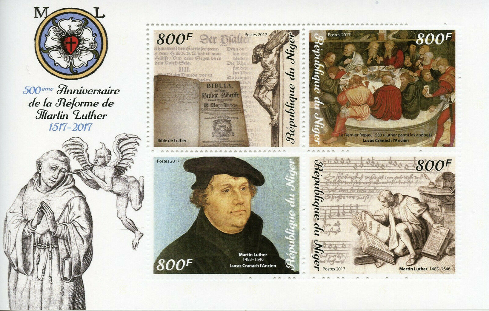 Niger 2017 MNH Religion Stamps Reformation Martin Luther Famous People Religion 4v M/S