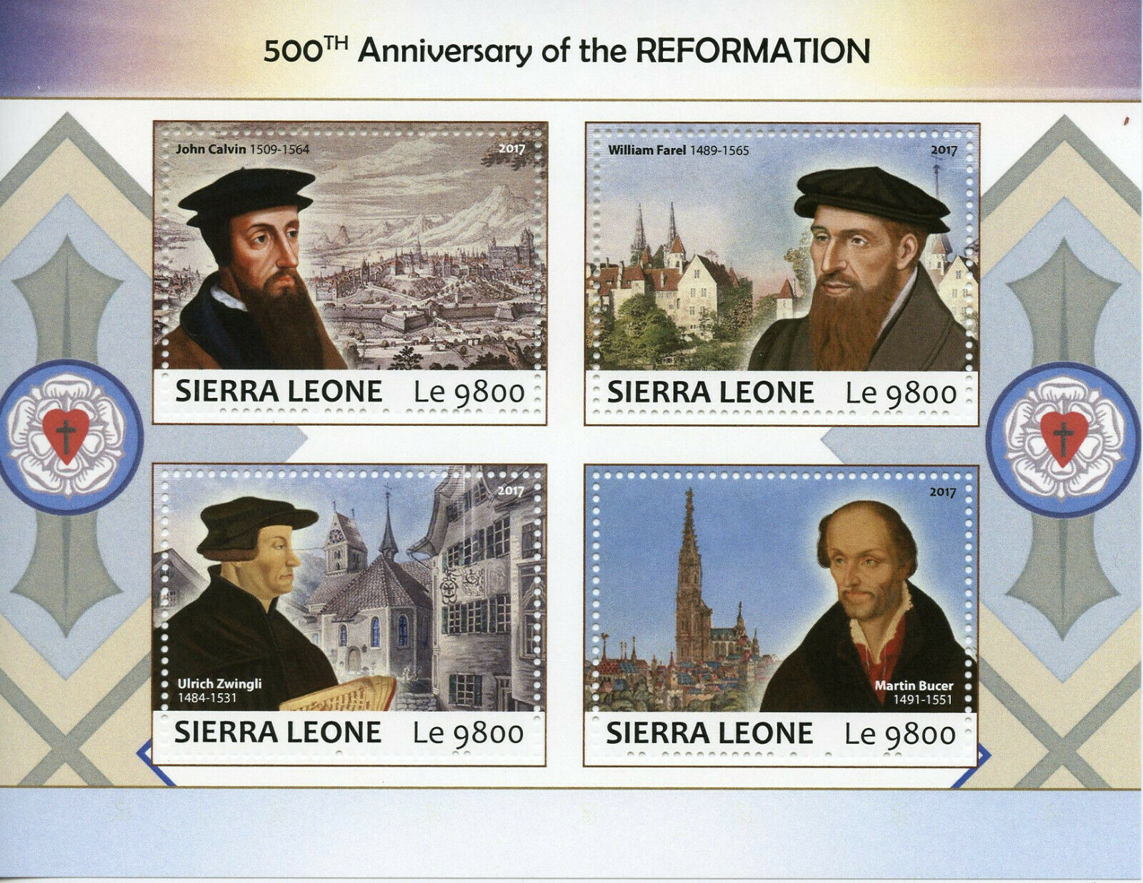 Sierra Leone 2017 MNH Religion Stamps Reformation Calvin Zwingli People Religion 4v M/S