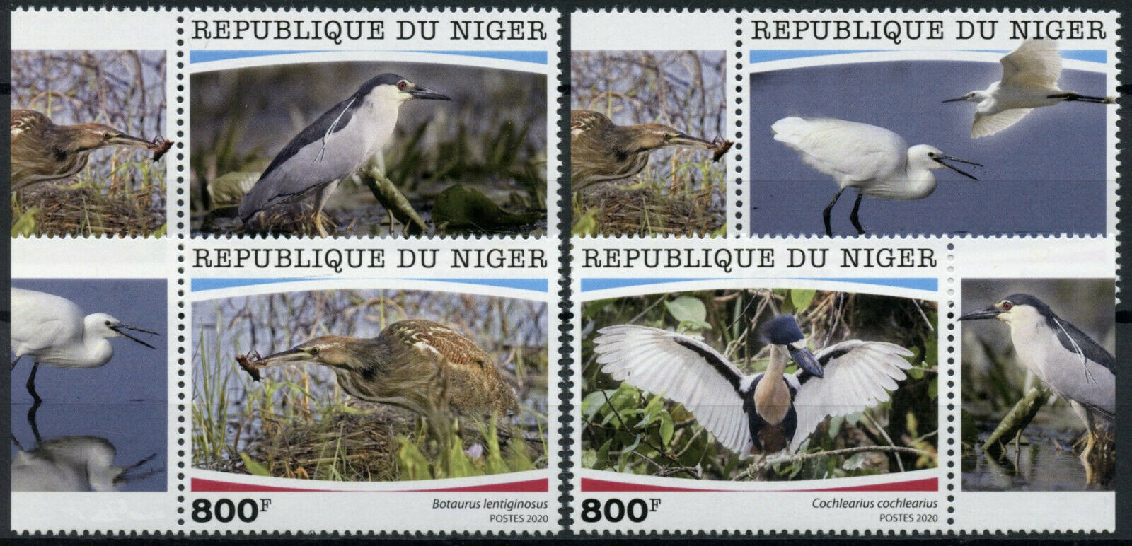 Niger Birds on Stamps 2020 MNH Herons Night Heron Egrets Bitterns 4v Set