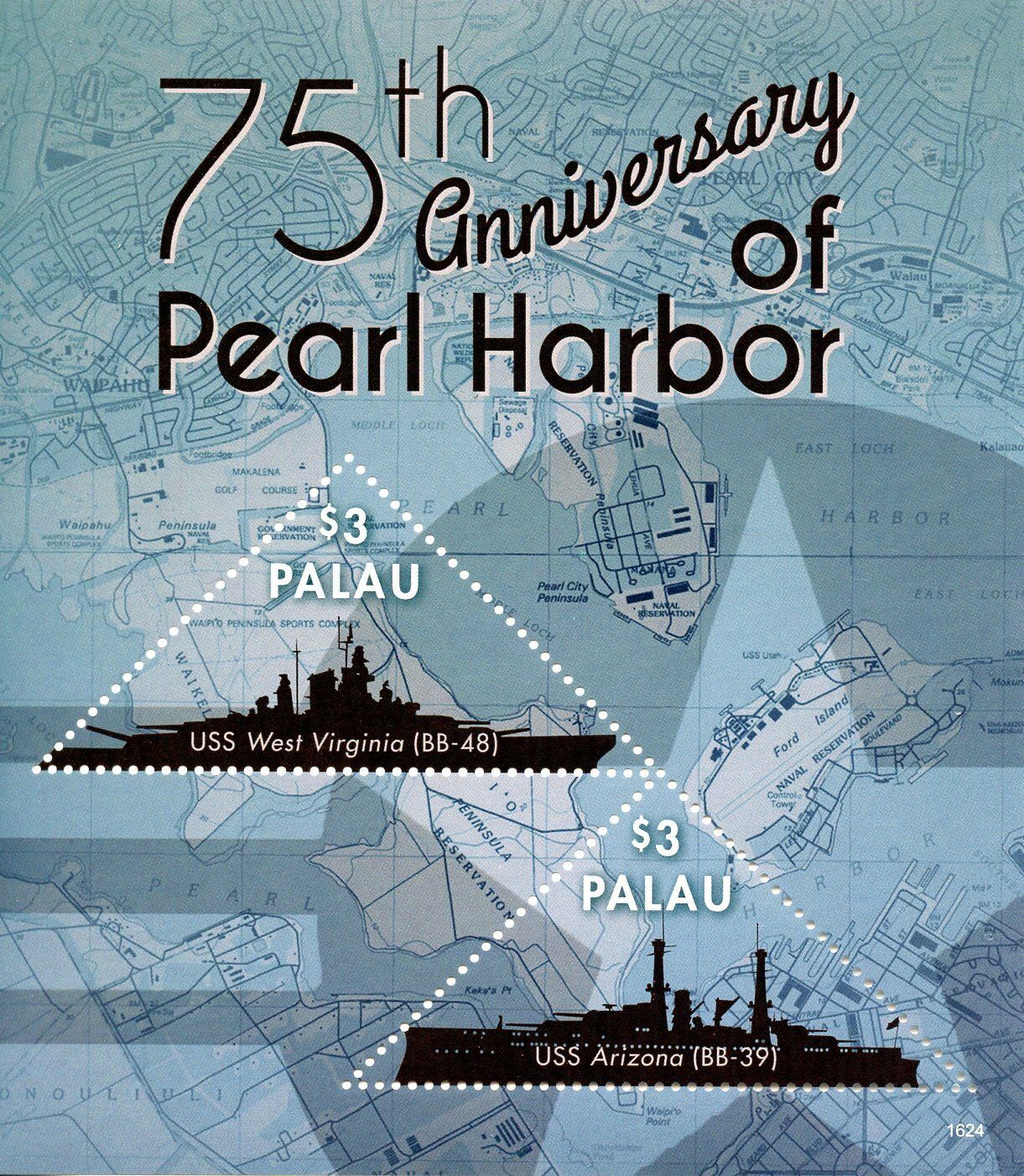 Palau 2016 MNH WWII WW2 Pearl Harbor Attack 75th Anniv 2v S/S Ships Stamps