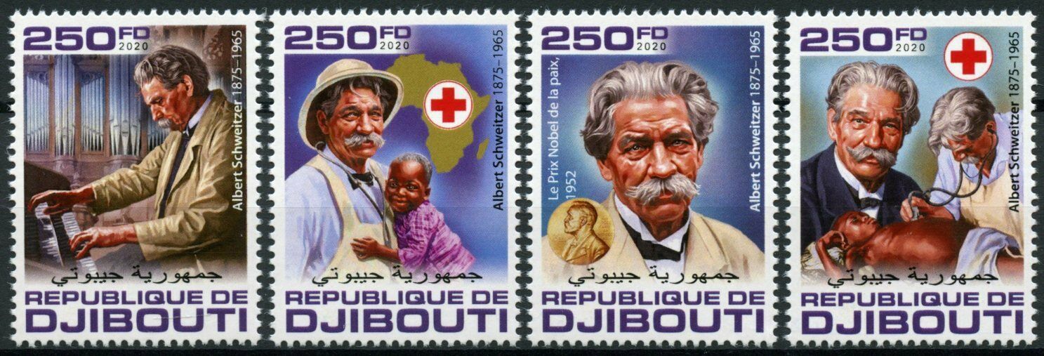 Djibouti Medical Stamps 2020 MNH Albert Schweitzer Red Cross Nobel Prize 4v Set
