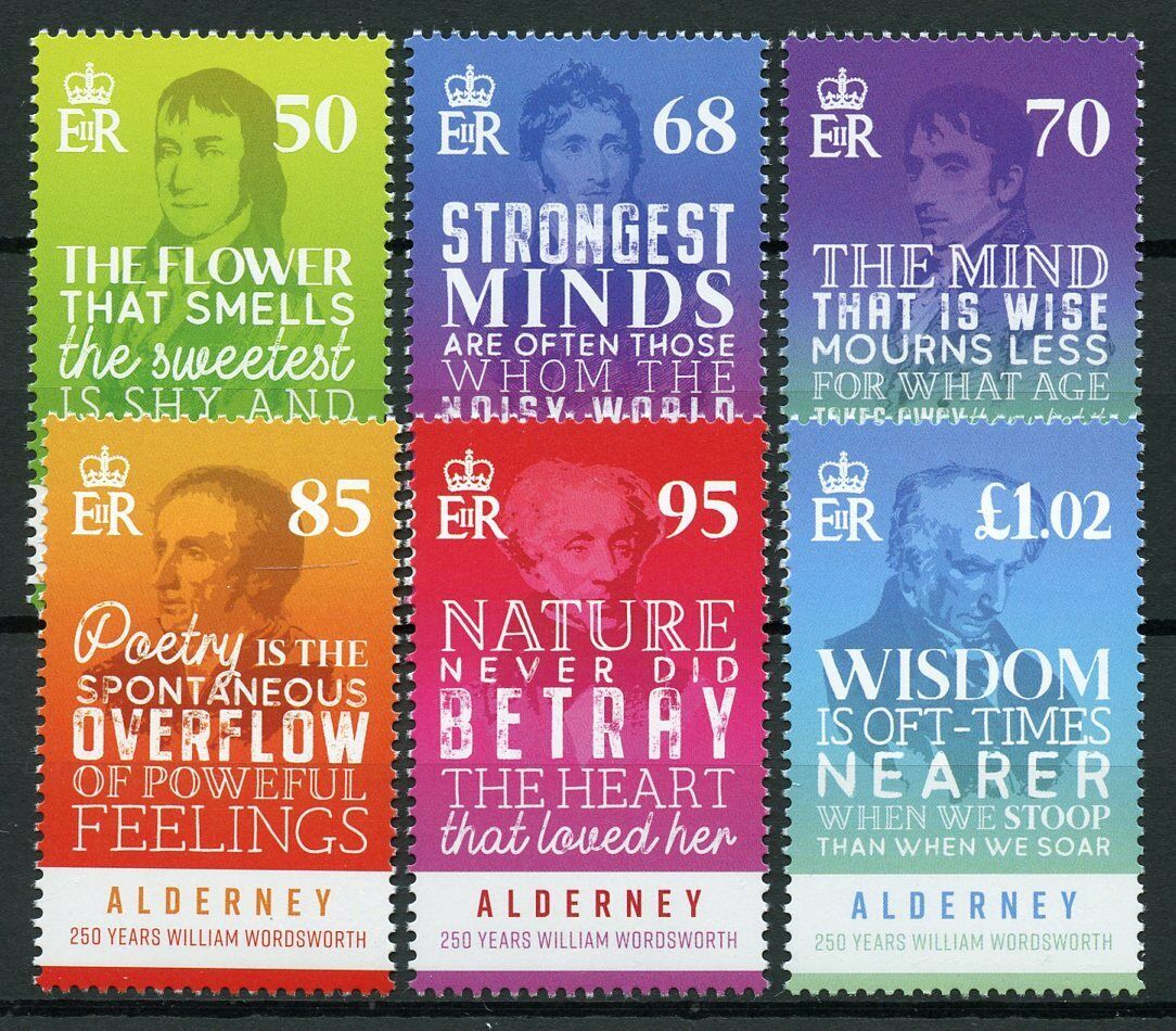Alderney 2020 MNH Poets Stamps William Wordsworth Writers Famous People 6v Set