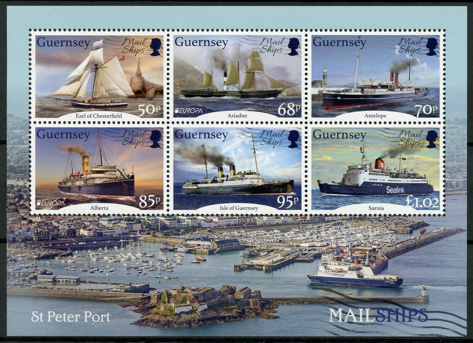 Guernsey Mail Ships Stamps 2020 MNH Ancient Postal Routes Europa Boats 6v M/S