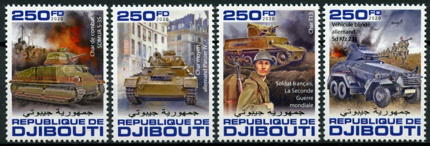 Djibouti 2020 MNH Military Stamps WWII WW2 Battle of France Tanks 4v Set