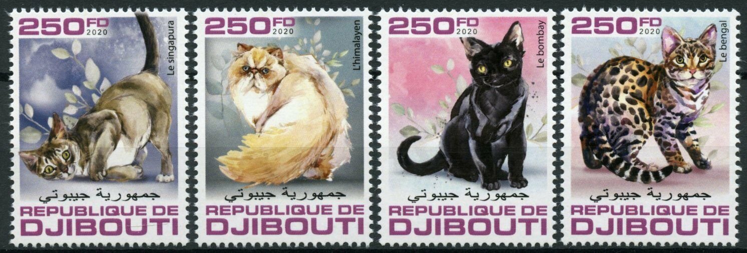 Djibouti 2020 MNH Cats Stamps Singapura Himalayan Bombay Bengal Cat Pets 4v Set