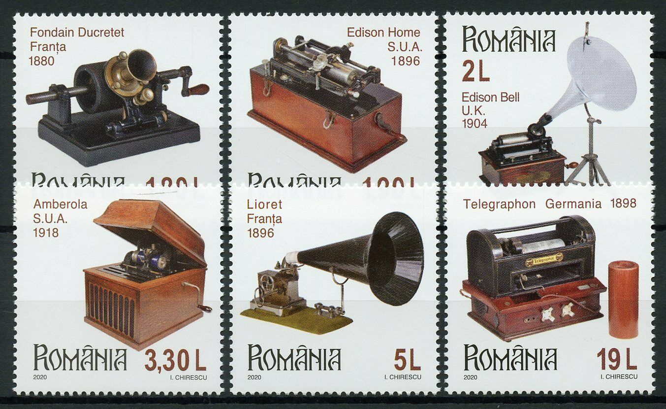Romania Inventions Stamps 2020 MNH Romanian Collections Phonographs 6v Set