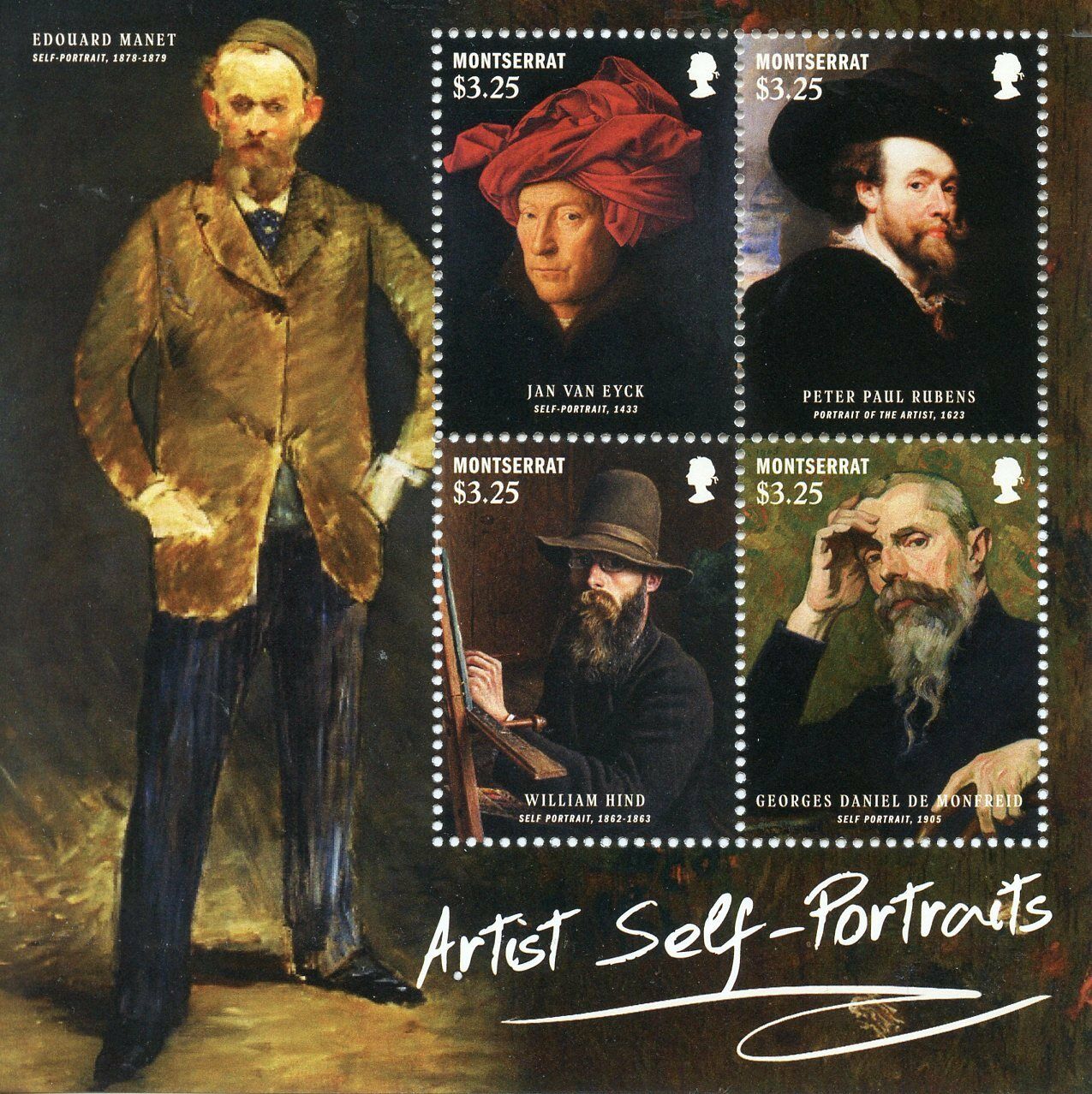 Montserrat Art Stamps 2015 MNH Artist Self Portraits Manet Van Eyck Rubens 4v MS