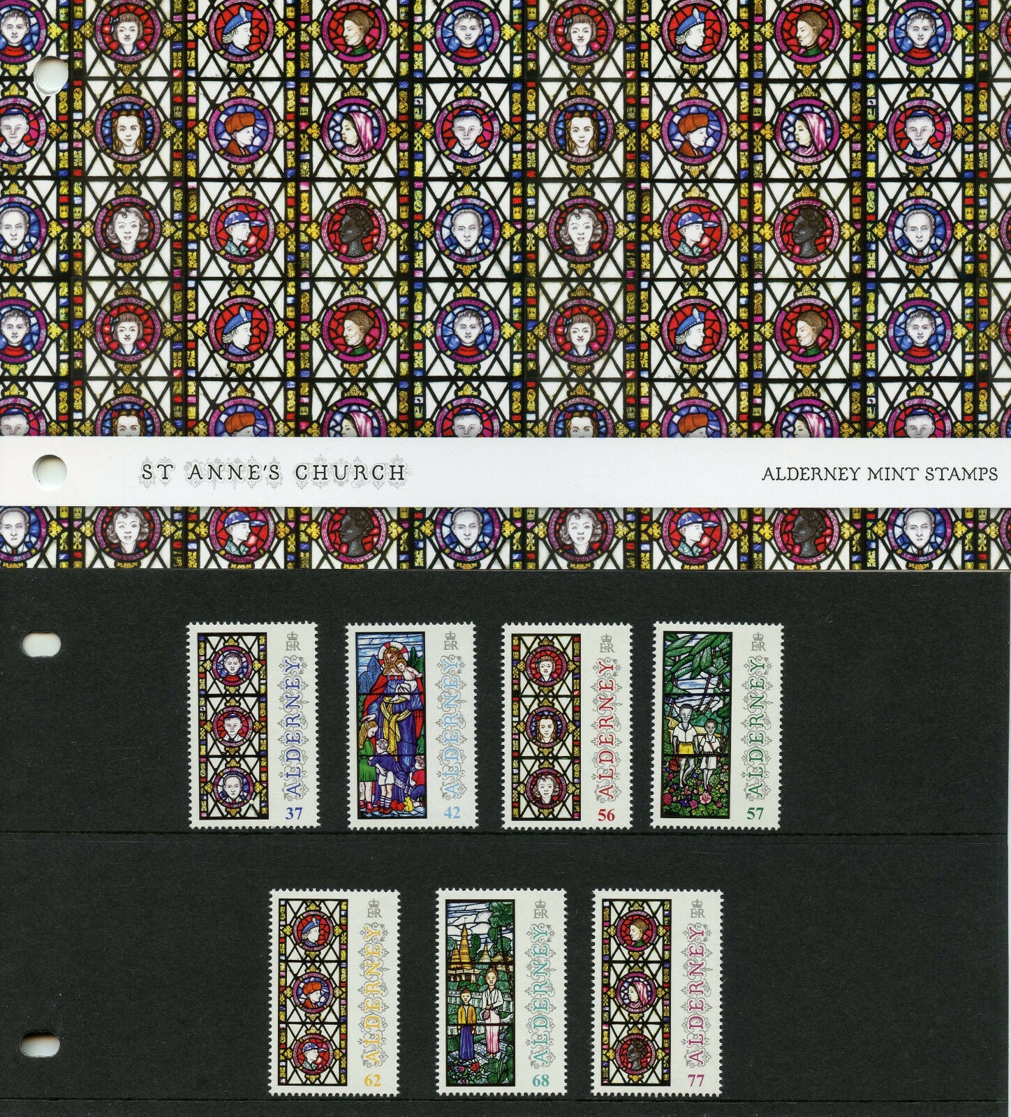 Alderney 2015 MNH Christmas Anne French Stained Glass 7v Set Pres Pack Stamps