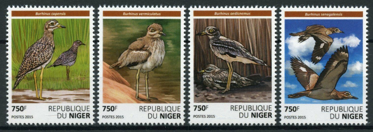Niger 2015 MNH Birds on Stamps Burhinidae Thick-Knees Stone Curlews Fauna 4v Set