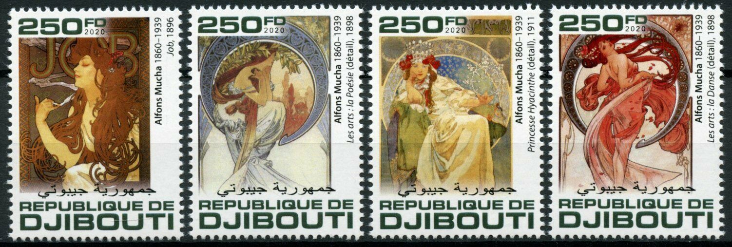 Djibouti 2020 MNH Art Stamps Alfons Alphonse Mucha Paintings People 4v Set