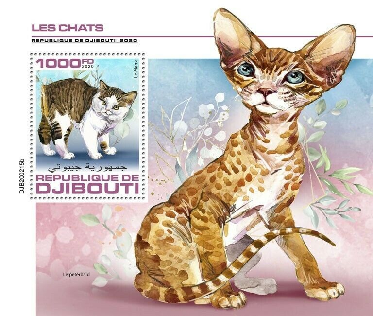 Djibouti 2020 MNH Cats Stamps Manx Peterbald Cat Pets Domestic Animals 1v S/S