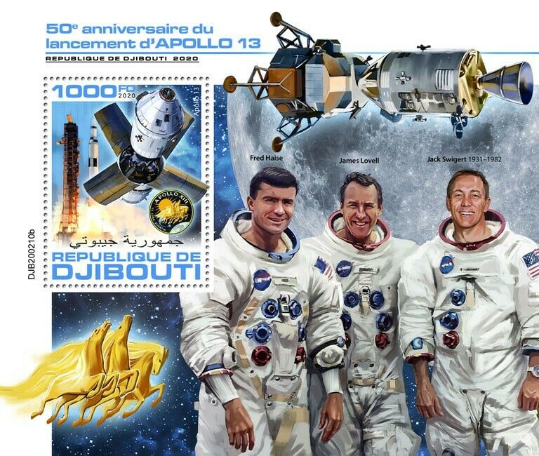 Djibouti 2020 MNH Space Stamps Apollo 13 Launch James Lovell Fred Haise 1v S/S