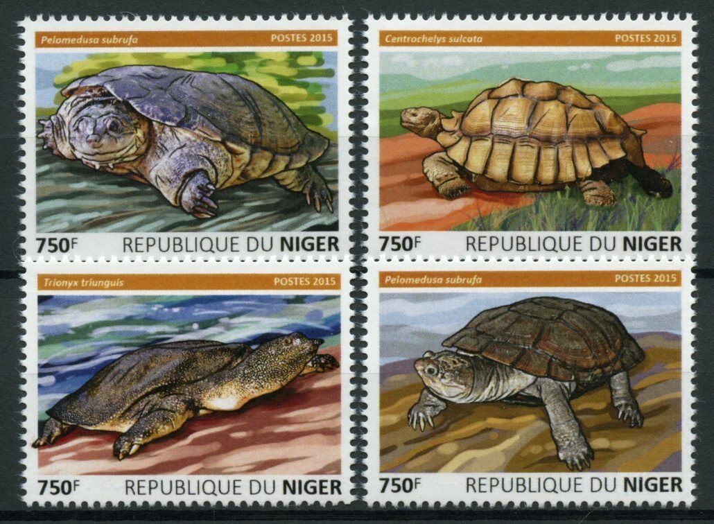 Niger Reptiles Stamps 2015 MNH Turtles Tortoises Helmeted Turtle Fauna 4v Set