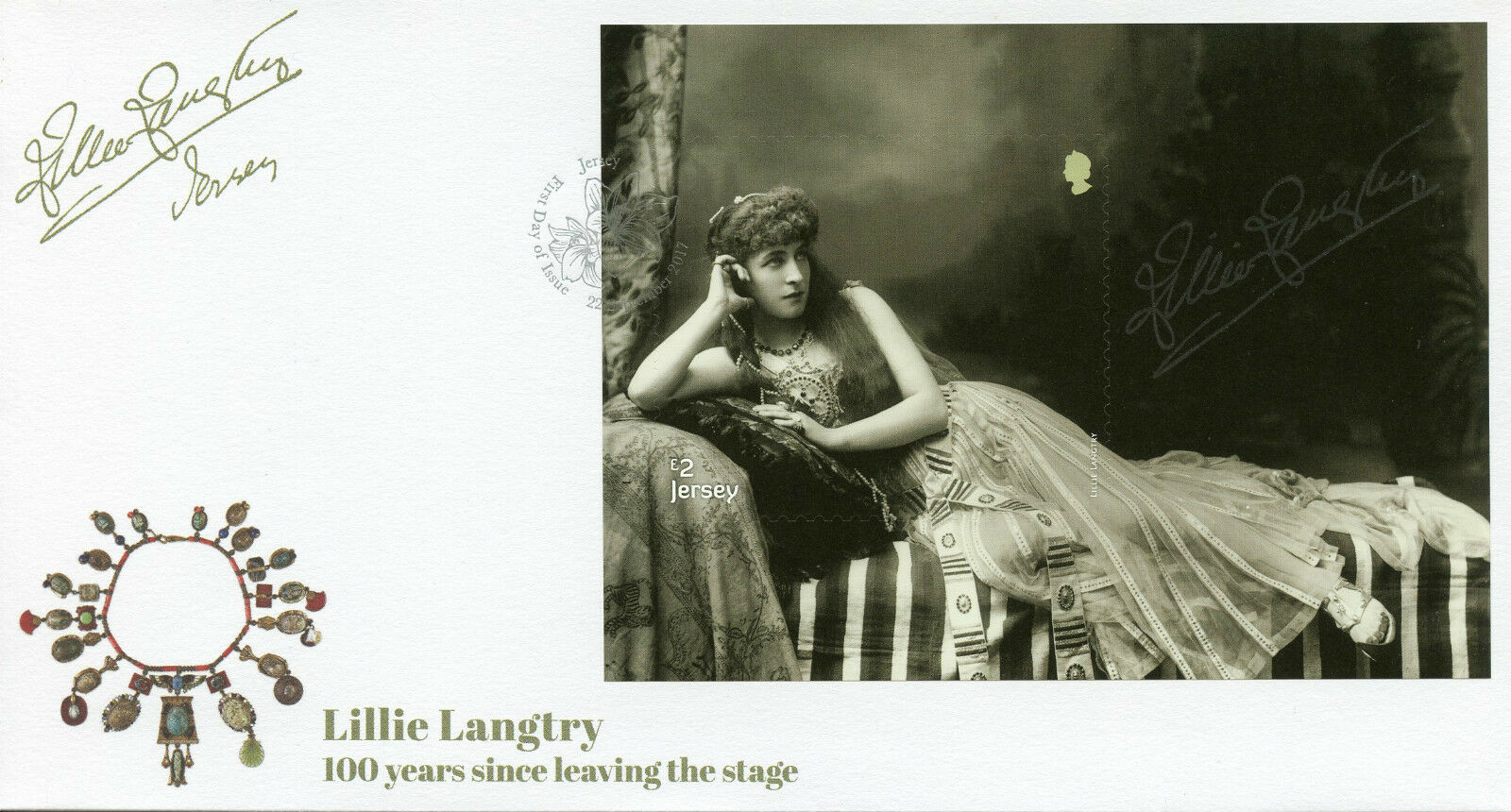 Jersey 2017 FDC Lillie Langtry Actress 1v S/A M/S Cover Celebrities Stamps