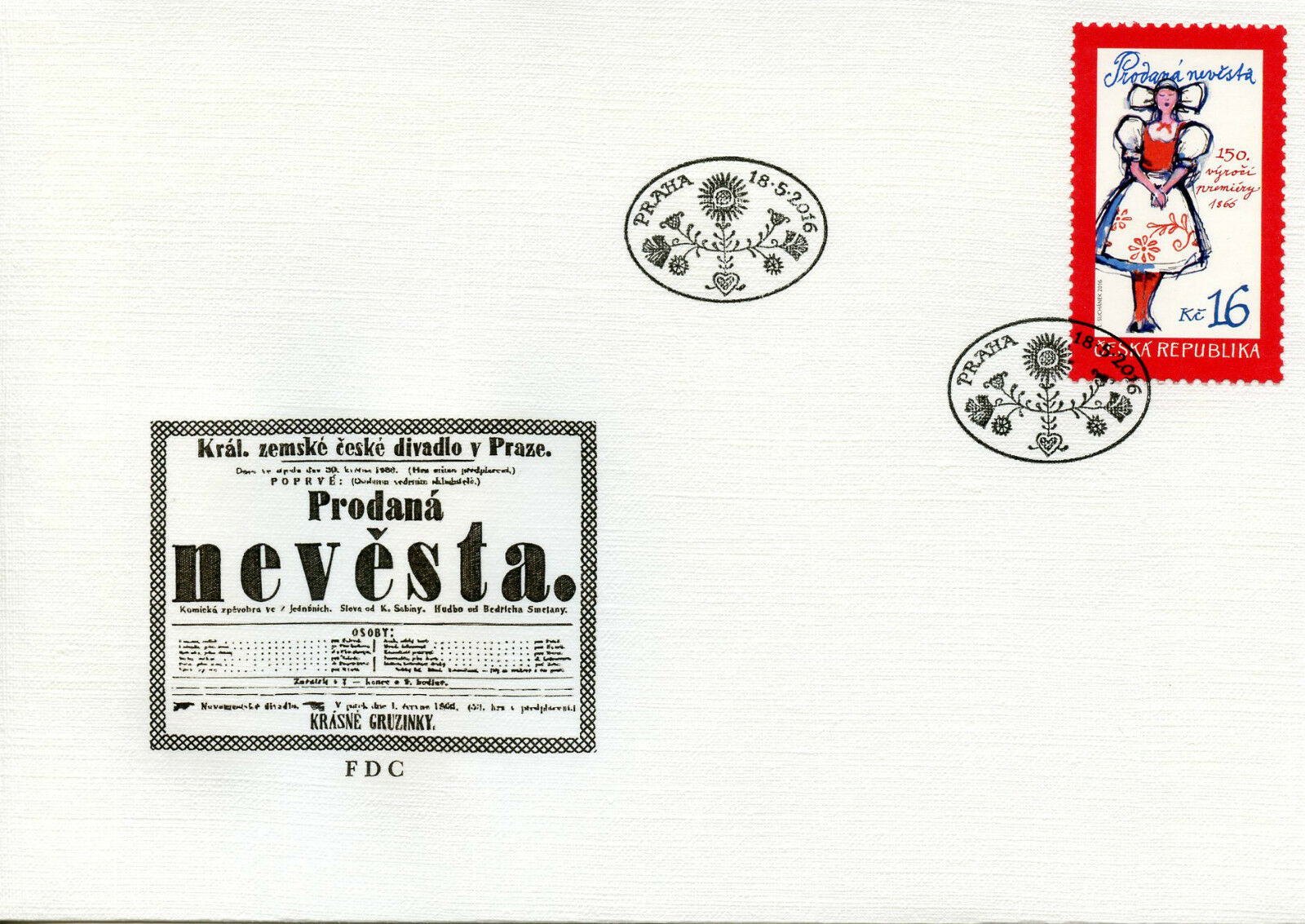 Czech Rep 2016 FDC Bartered Bride Comic Opera Bedrich Smetana 1v Cover Stamps