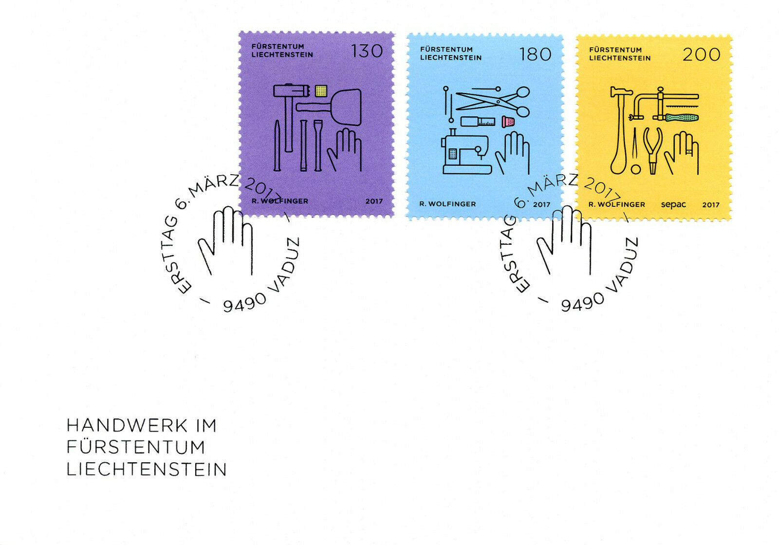 Liechtenstein 2017 FDC Trades Crafts SEPAC Stonemason Goldsmith 3v Cover Stamps