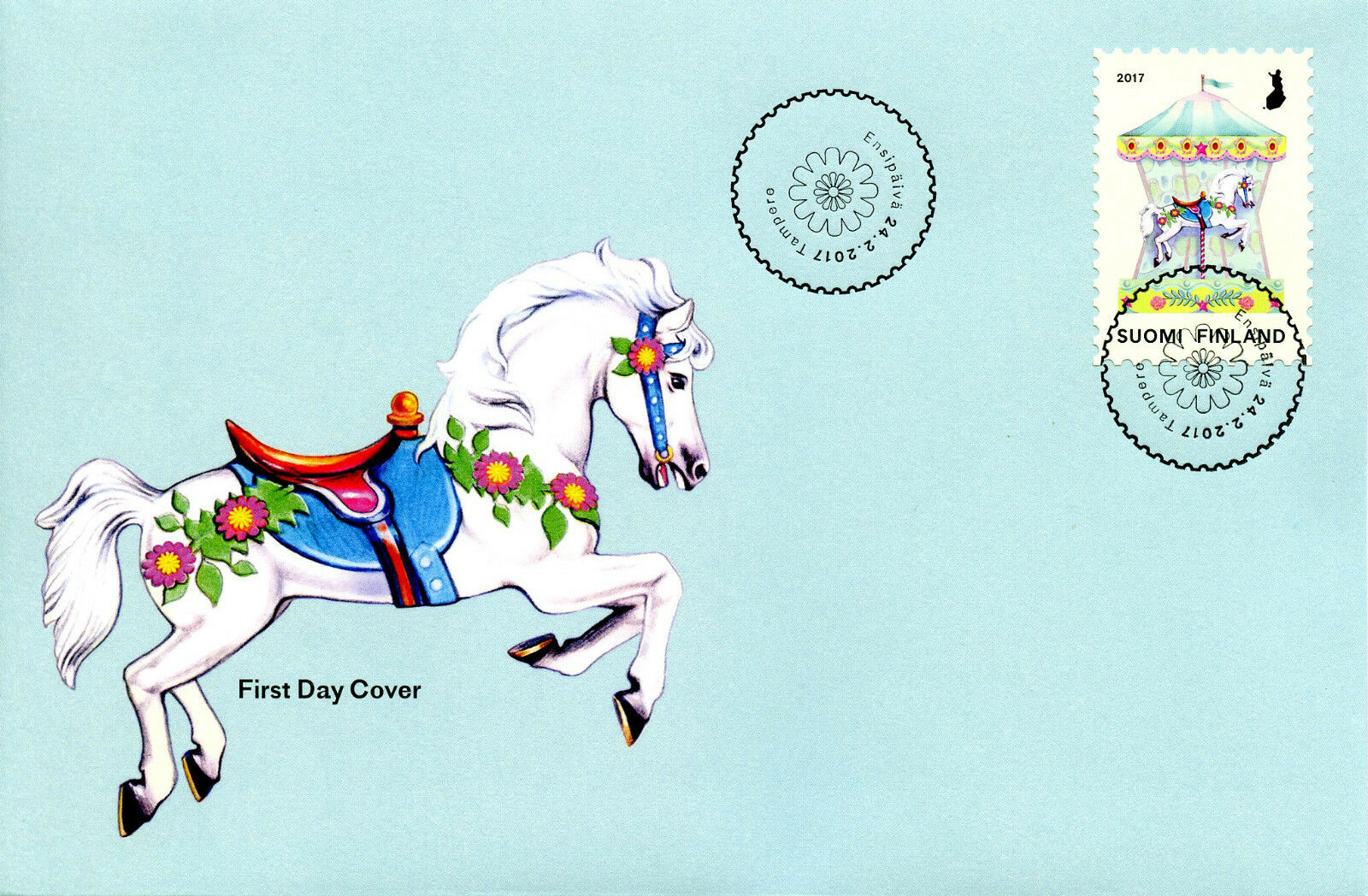 Finland 2017 FDC Carousel Funfair 1v S/A Set Cover Horses Stamps