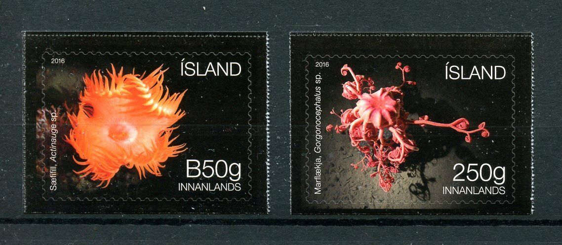 Iceland 2016 MNH Seabed Ecosystem 2v S/A Set Sea Anemones Basket Star Stamps