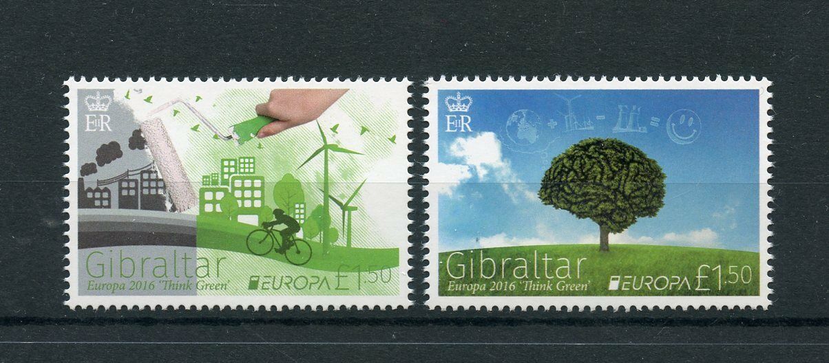 Gibraltar 2016 MNH Europa Think Green 2v Set Bicycles Trees Stamps