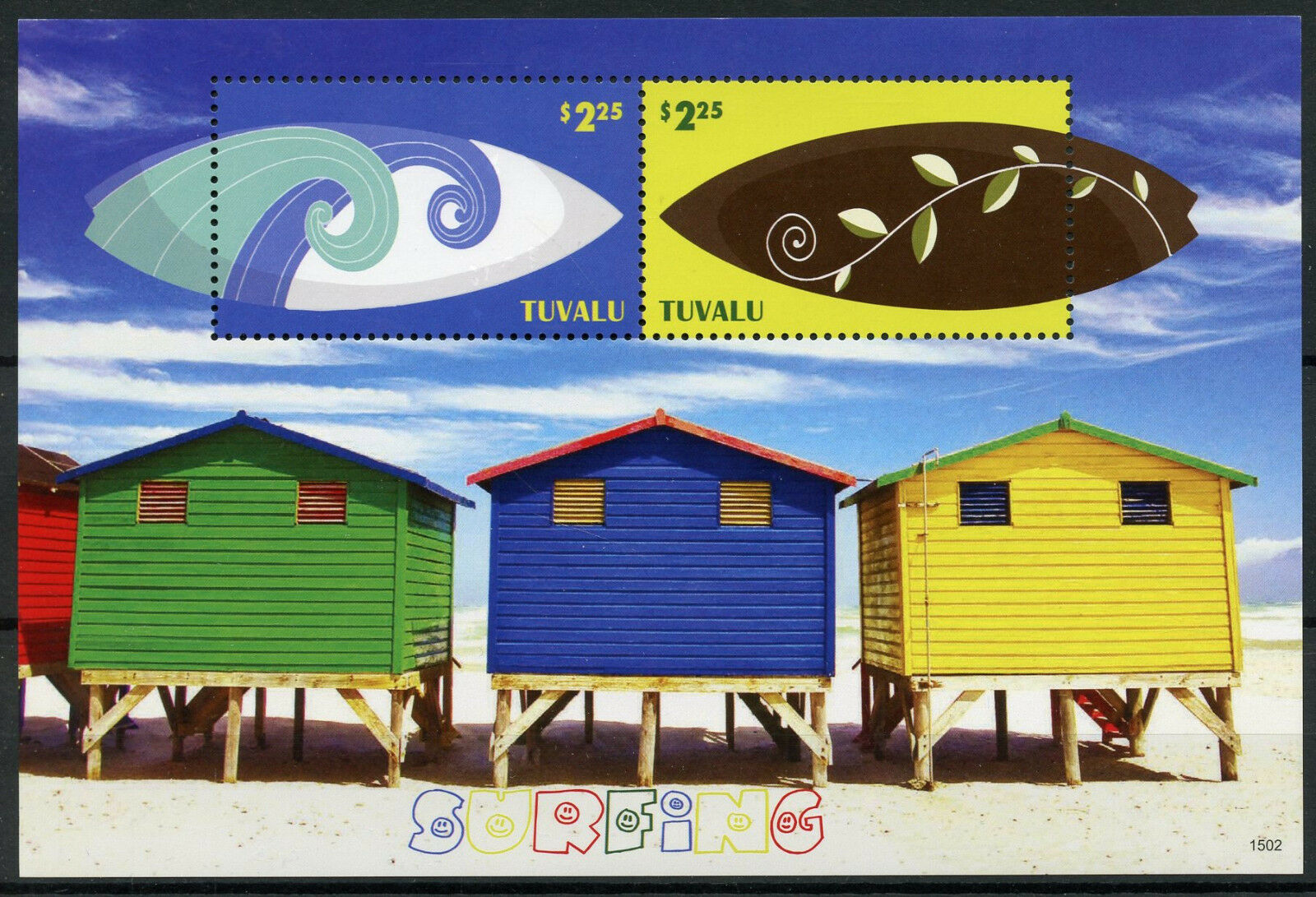 Tuvalu 2015 MNH Surfing 2v S/S I Sports Beaches Tourism Stamps