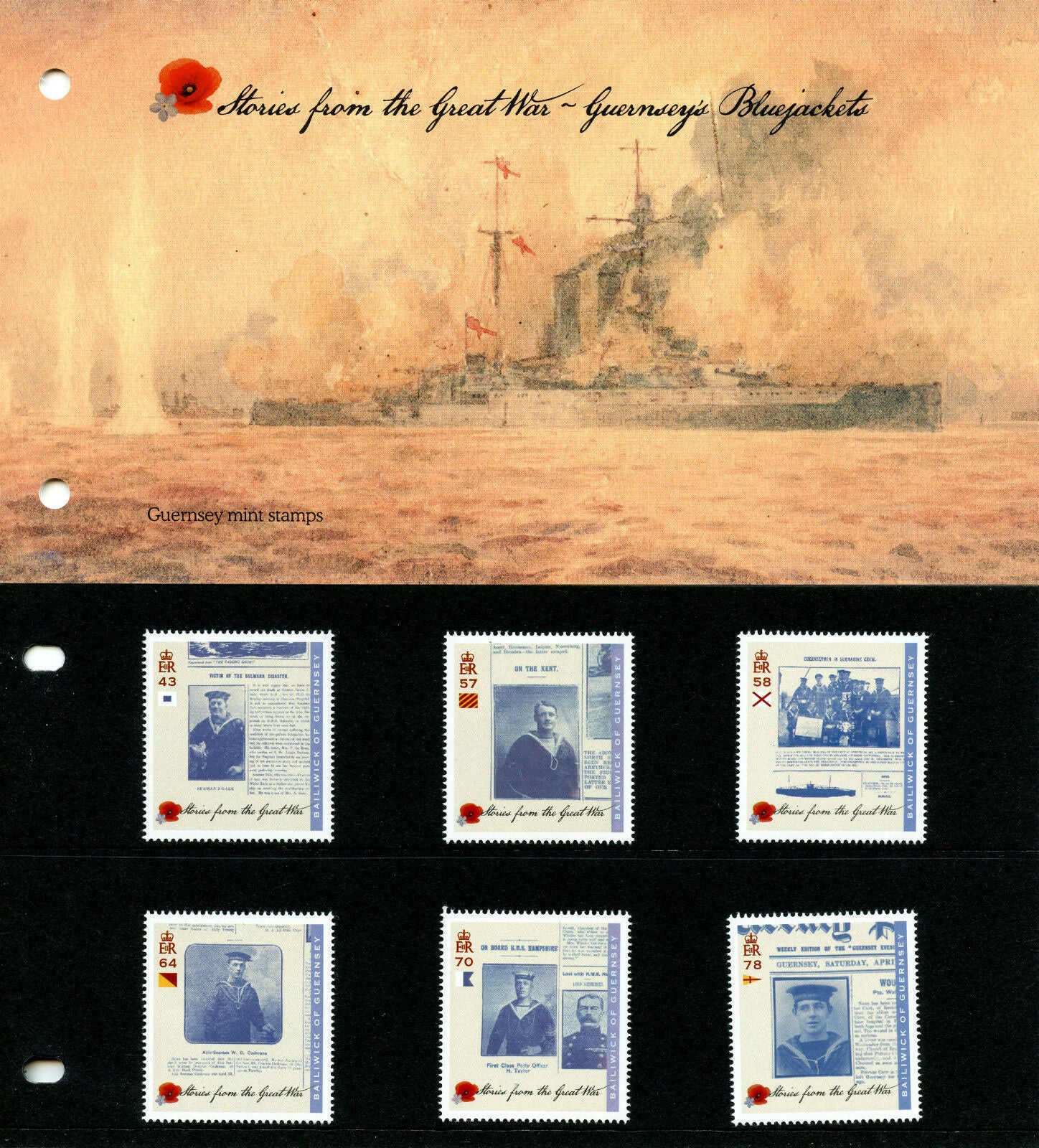 Guernsey 2016 MNH WWI Stories of Great War Pt 3 Bluejackets 6v Pres Pack Stamps