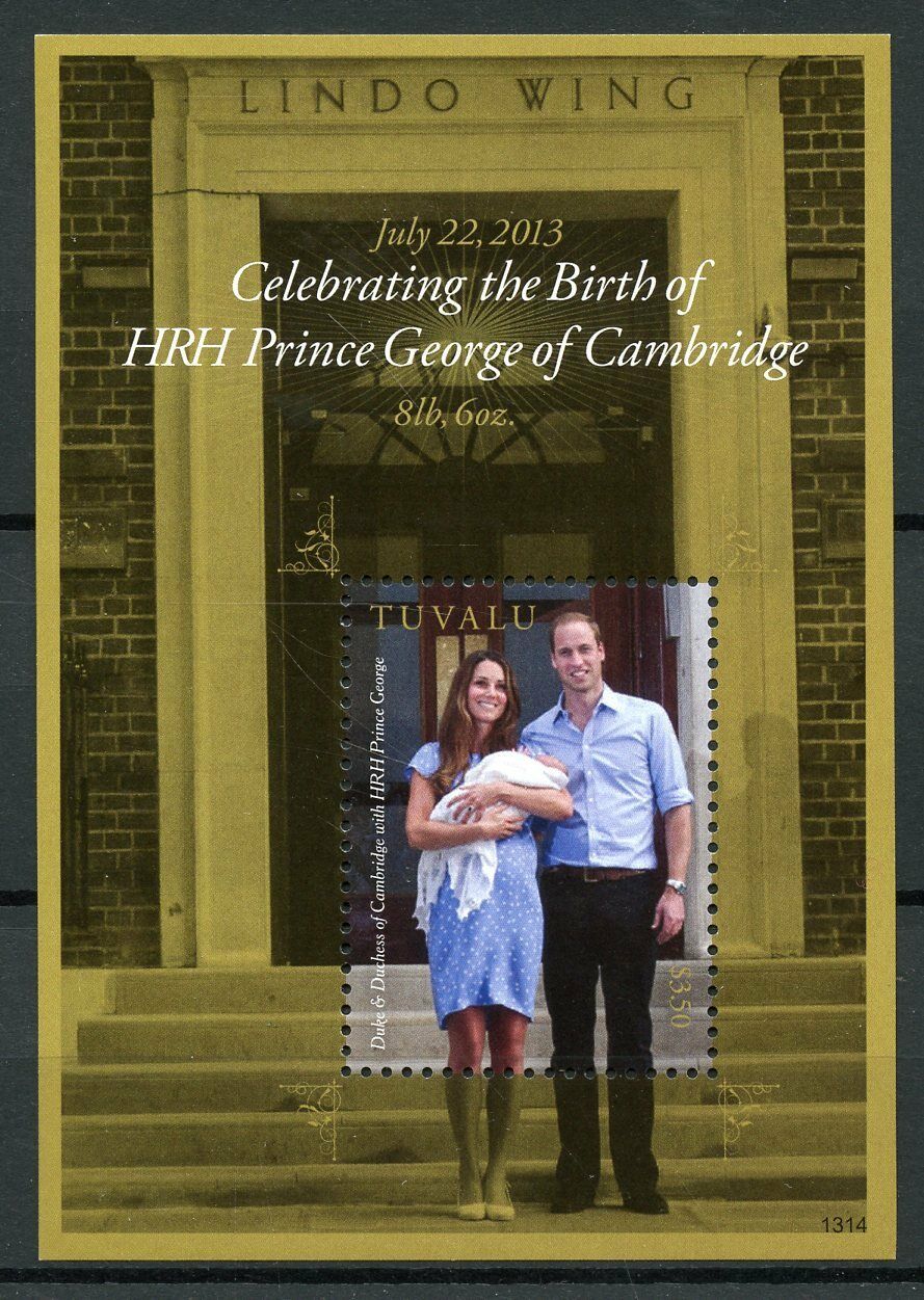 Tuvalu Royalty Stamps 2013 MNH Prince George Royal Baby William & Kate 1v S/S
