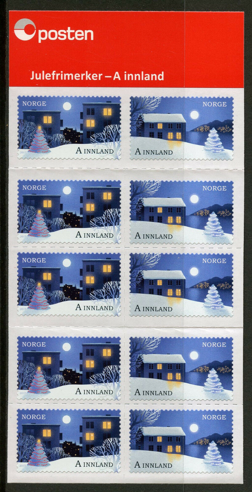 Norway 2017 MNH Christmas In City & Countryside 10v S/A Booklet Trees Stamps