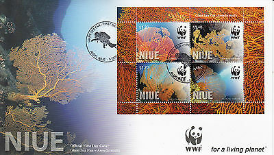 Niue 2012 FDC Giant Sea Fan 4v Sheet First Day Cover WWF Annella Mollis